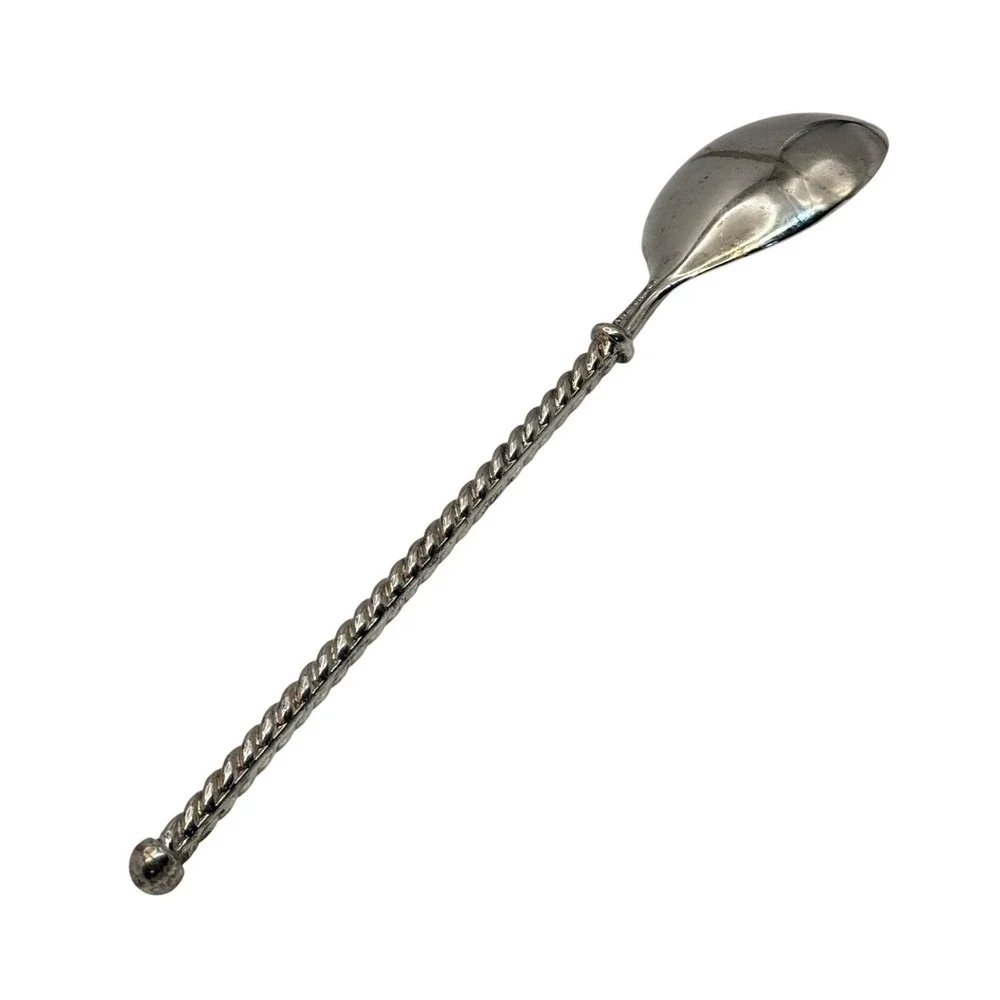 Vintage Italian Silverplate Serving Spoon Twisted Handle EP Zinc Italy